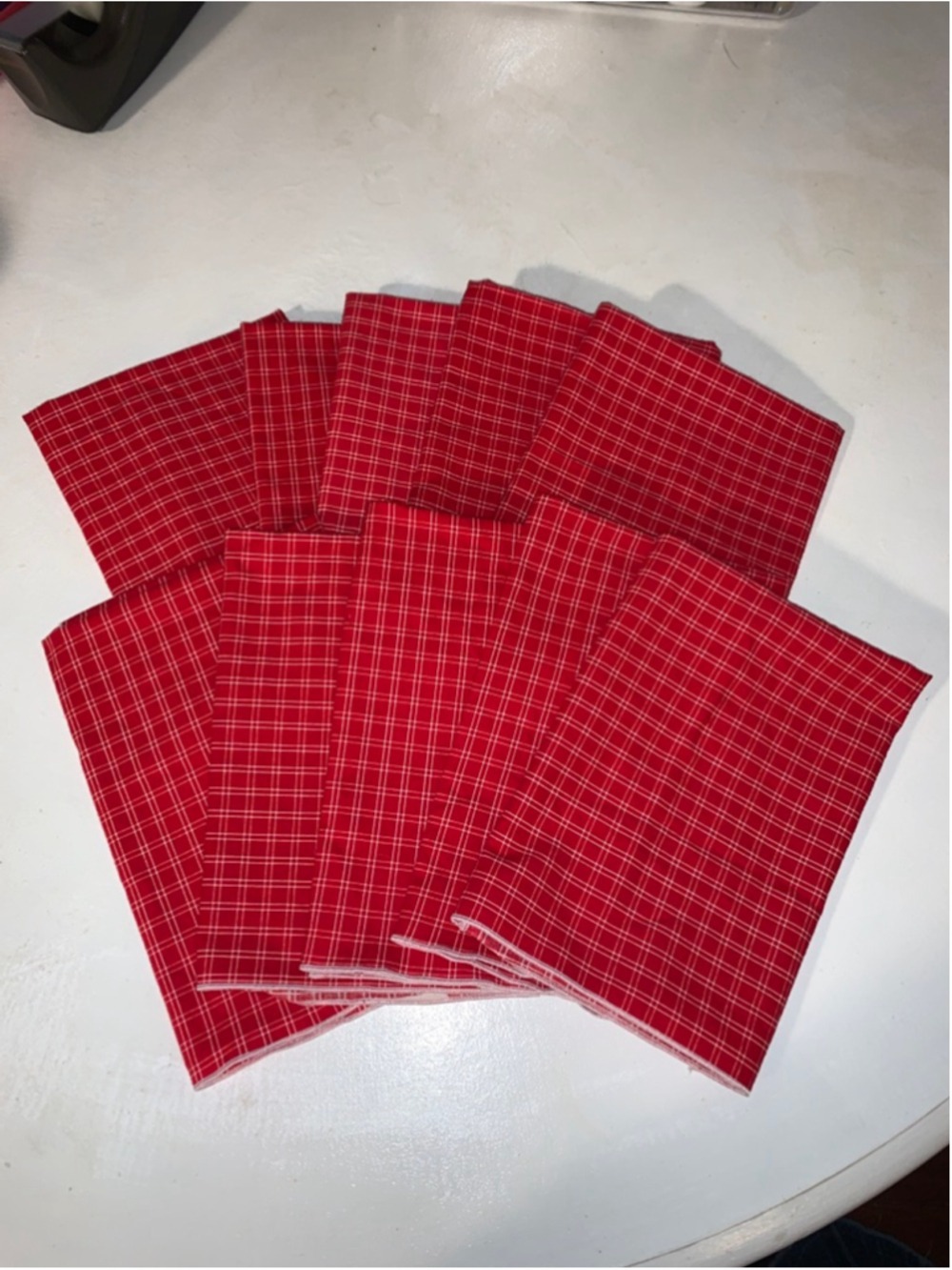 Ten napkins Red & White Plaid Table Linens One Size